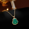 Hyacinth Douyin's best-selling chalcedony large-belted Maitreya Buddha pendant necklace for women, a new trendy collarbone chain sweater chain and neck chain for 2025 details Picture